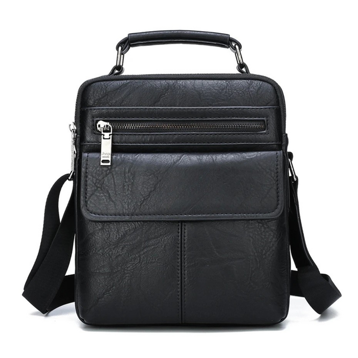Men's Black Leather Crossbody Bag