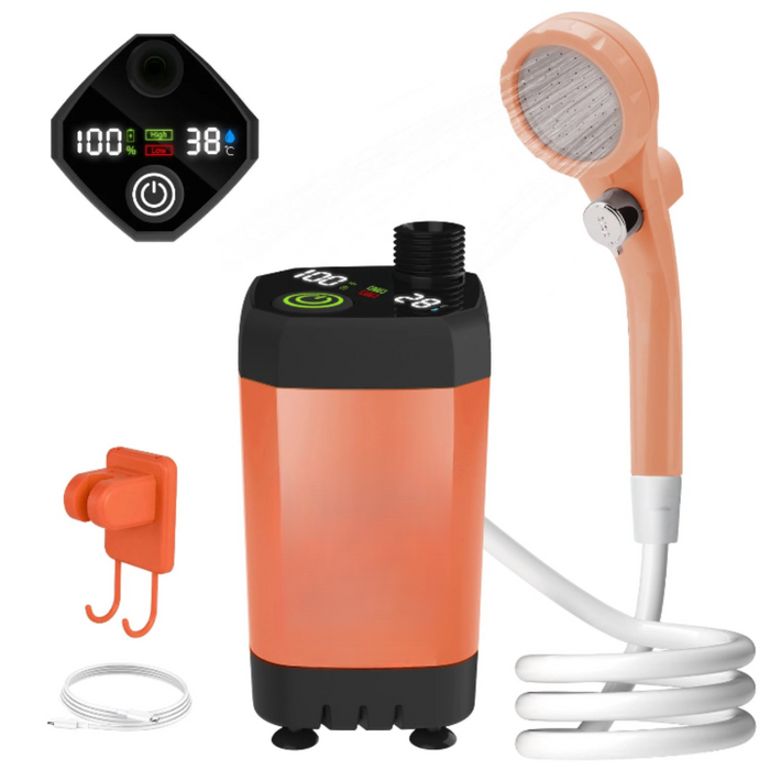 Orange 6000mAh Portable Camping Shower Kit