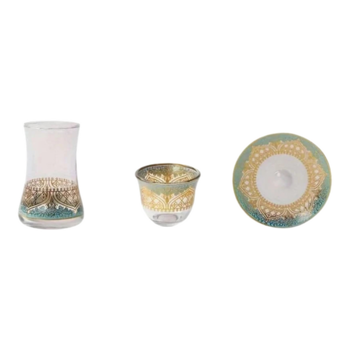 Turkish Blue Glass Coffee Cup Set
