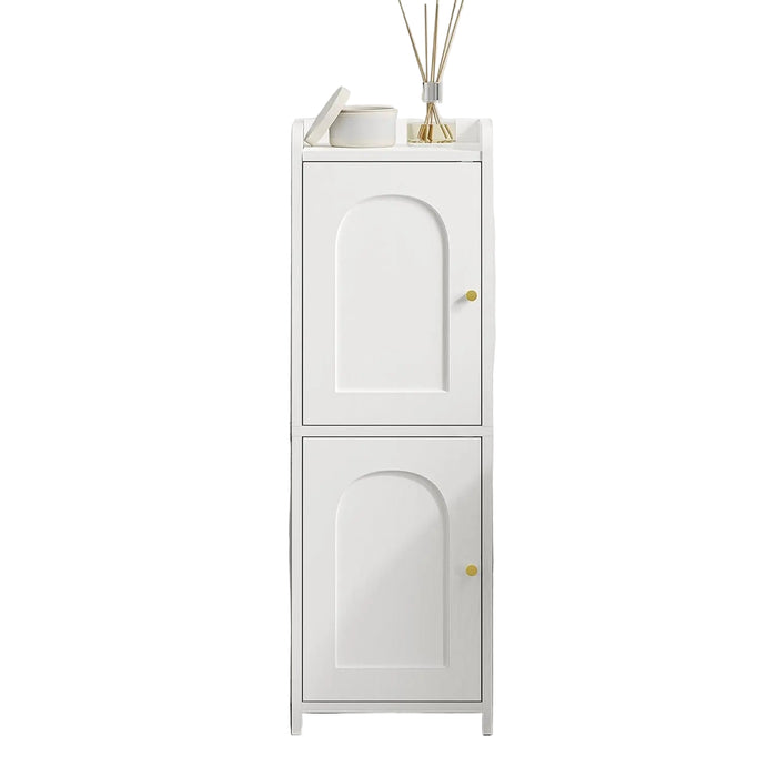 Corner Bathroom Floor Cabinet with 2 Doors and Adjustable Shelf