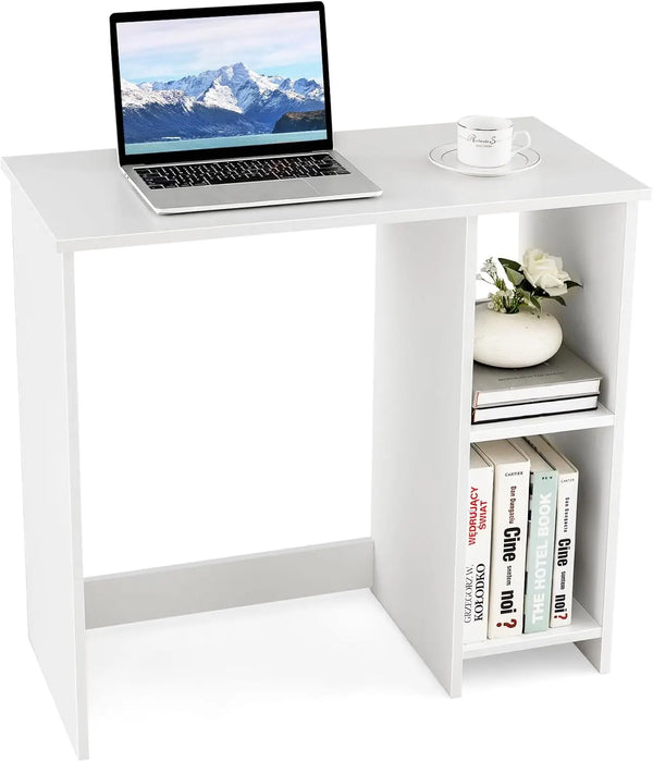 Compact Home Office Desk with Storage Modern Writing Desk for Small Spaces