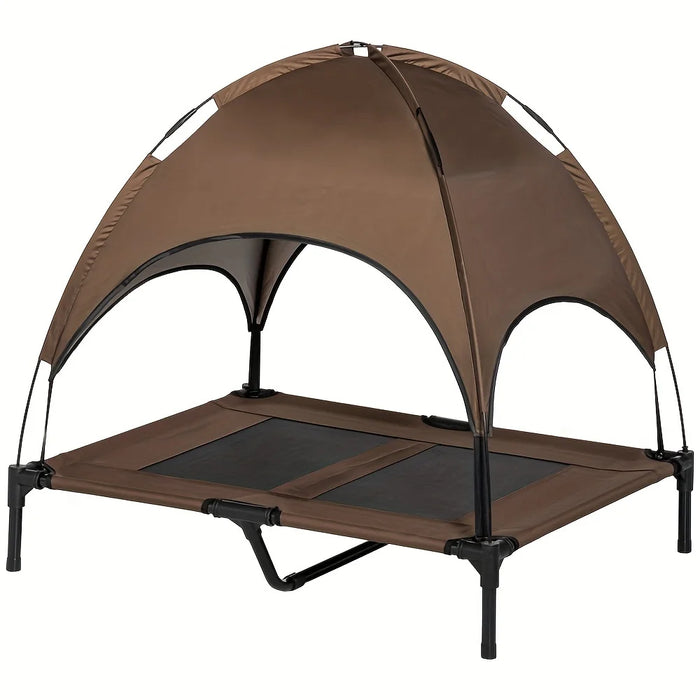 Portable Outdoor Pet Cot with Canopy Waterproof Sunshade, Durable Steel Frame, Foldable Design