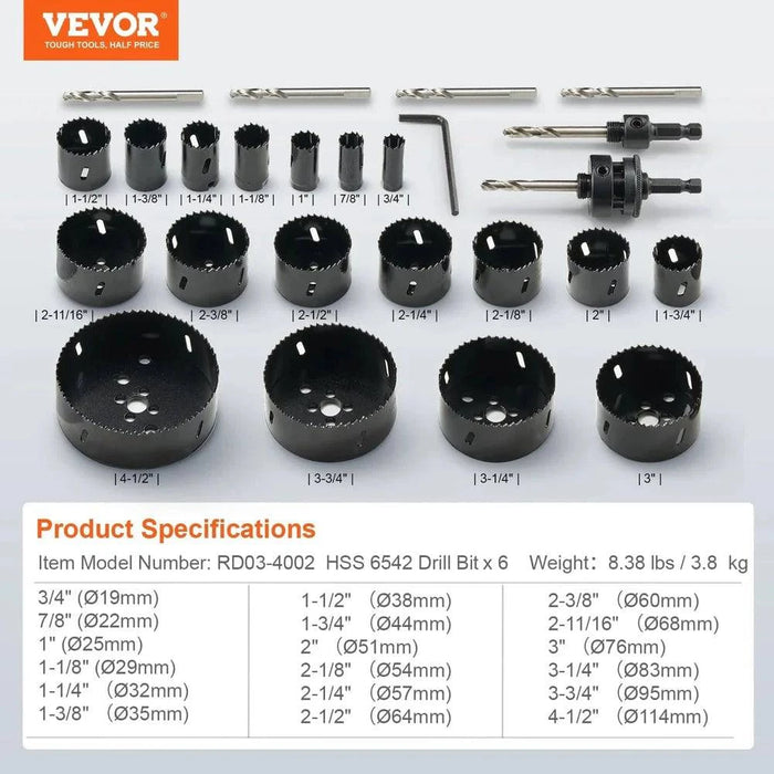 Hole Saw Kit with Carrying Case (18 pcs) - FLUXA
