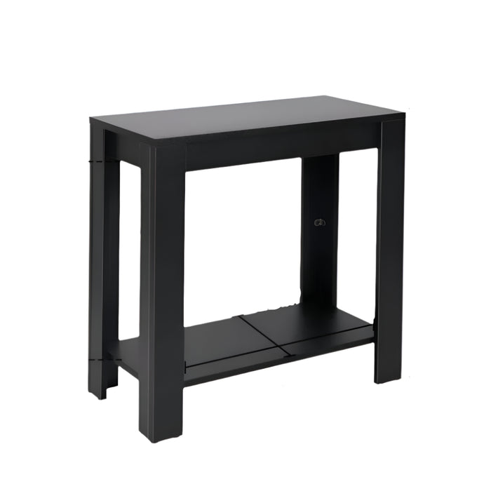 Non-Foldable Black Coffee Table with Spacious Storage Area