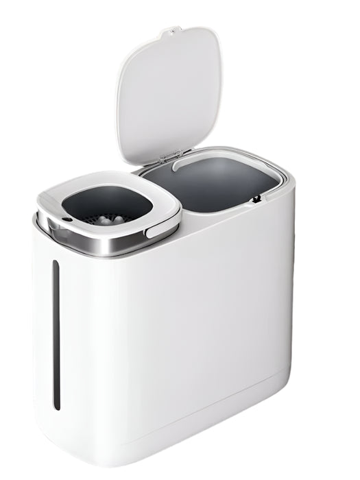 20L Double Barrel Kitchen Bin with Built-in Filter – White