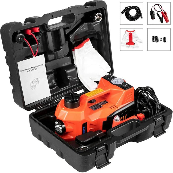 5,000 kg 12V Electric Hydraulic Car Jack Kit with 45cm Lift, & Tire Inflator (5T Jack No Wrench) - FLUXA