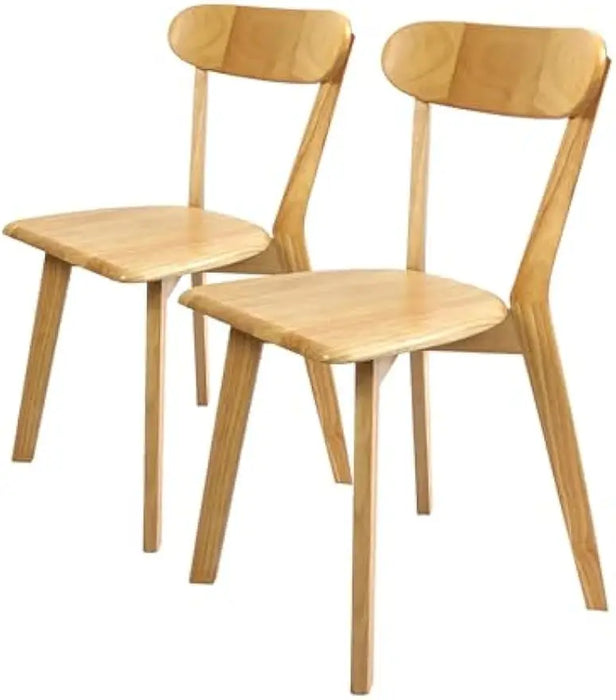 2x Oak Wooden Dining Chairs Comfortable Ergonomic Design, Multi-Purpose Indoor & Outdoor Use