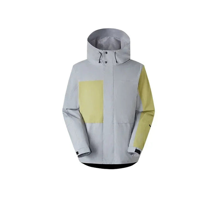 Hiking Jacket Waterproof Cold Gray Green 2-in-1 Outdoor Windbreaker