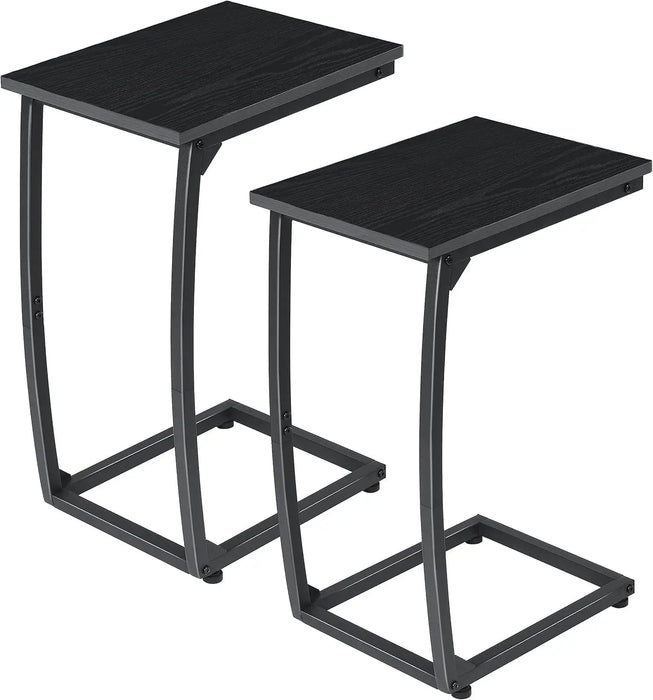 Space-Saving C-Shaped End Tables Set of 2 with Curved Support Legs for Sofa or Bedside Use