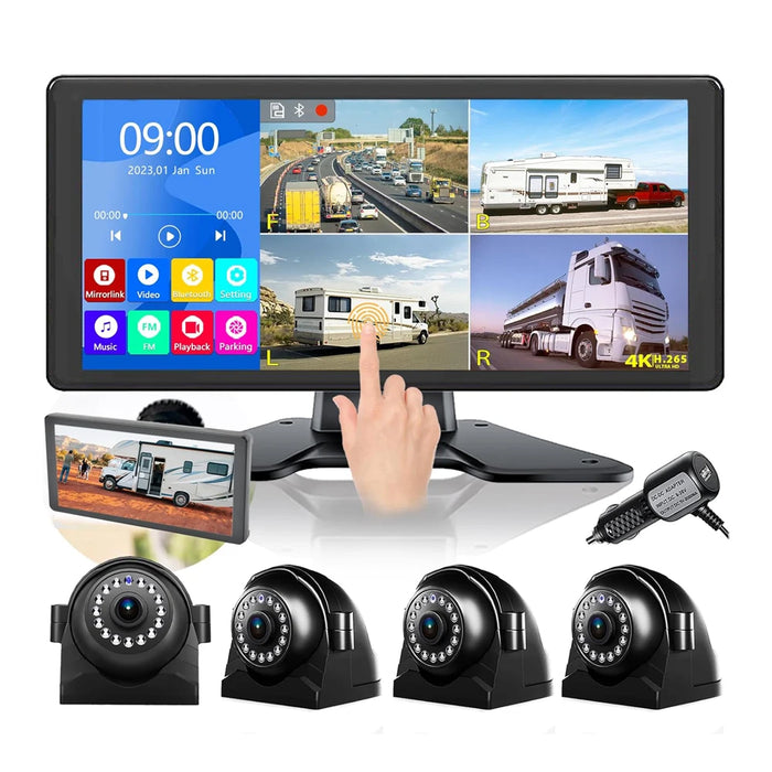 10.36" 4K RV Camera System with 4 Rear View Cameras