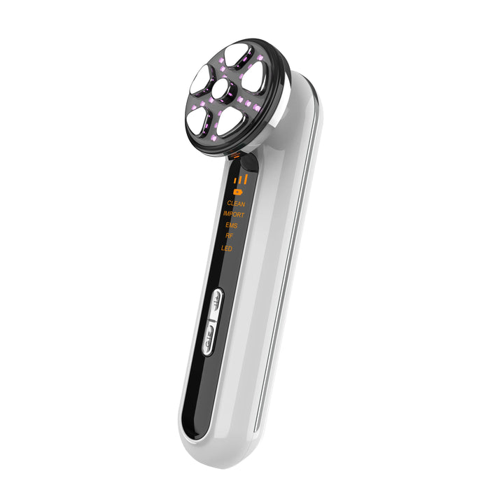 White Microcurrent Facial Device with LED Light Therapy for Face and Neck Tightening