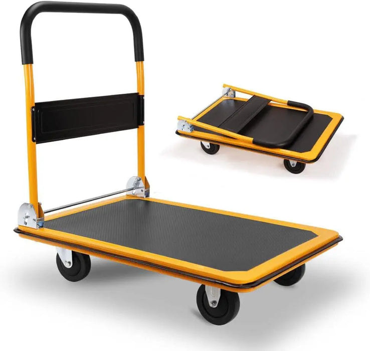 Foldable Heavy Duty Platform Trolley 300kg Capacity, Easy-Store Design with Smooth Wheels
