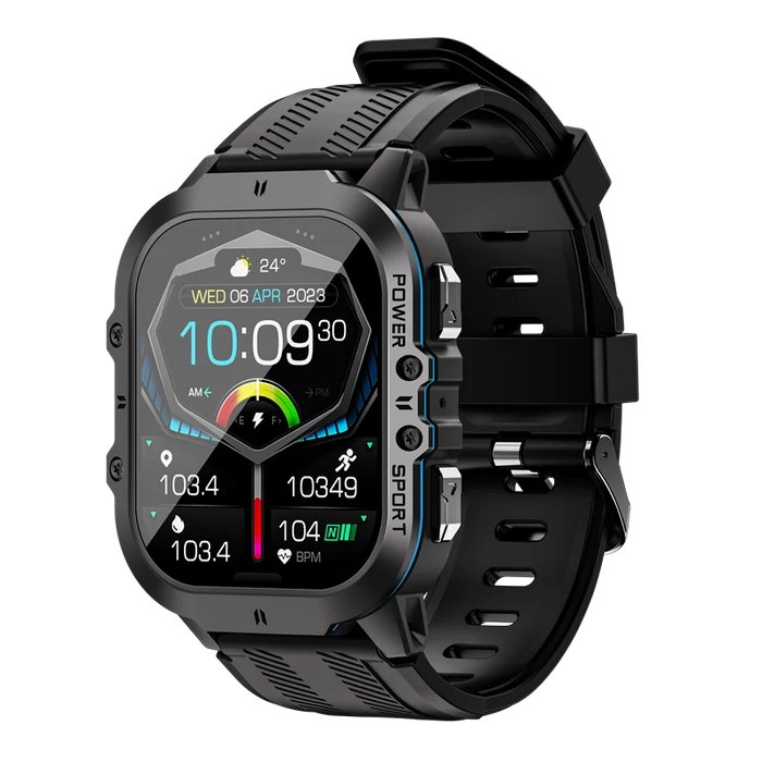1.96" AMOLED Smart Watch, Bluetooth Call, 100+ Sports Modes – Blue