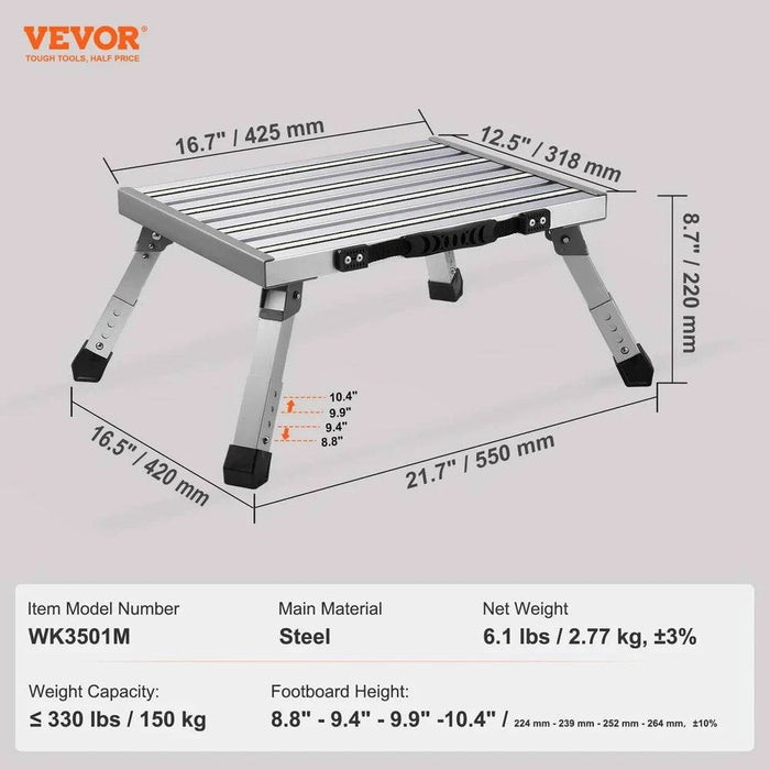 Aluminium alloy folding RV steps with adjustable height and anti-slip surface