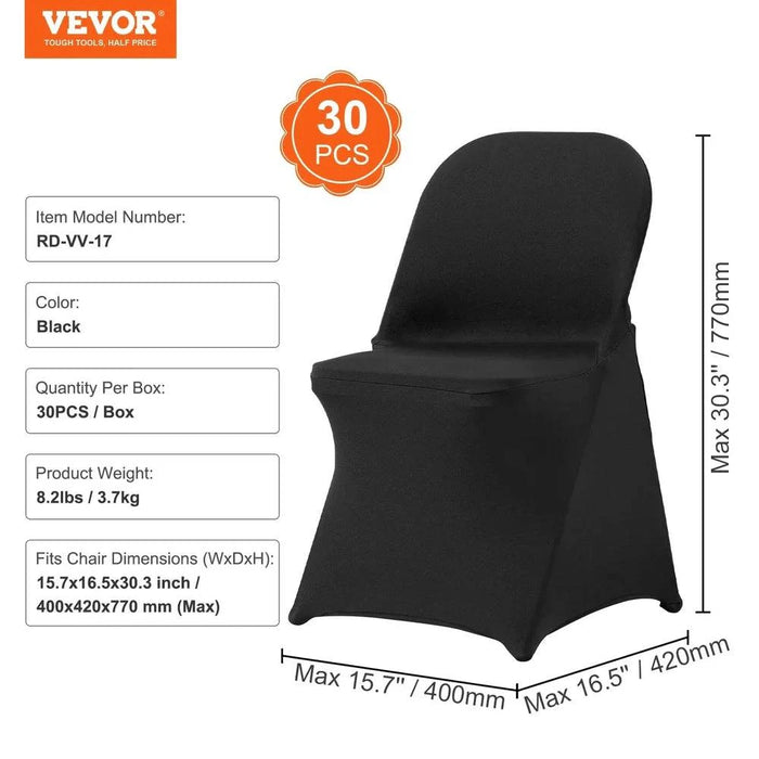 30-Pack Stretch Spandex Folding Chair Covers - Universal Fit, Washable & Protective (30pcs) - Set of 30 durable and washable chair covers for universal fit