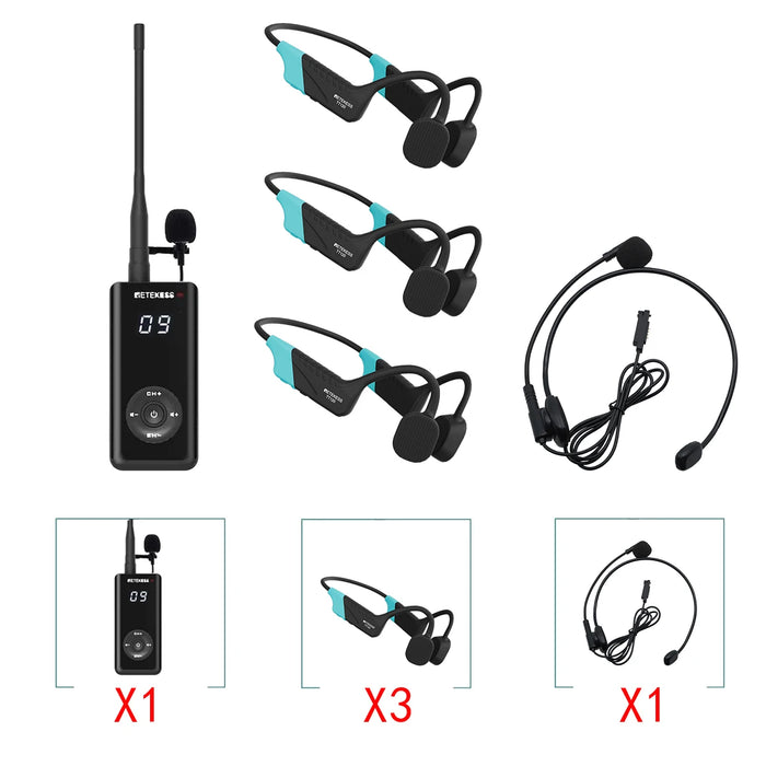 Wireless Waterproof Bone Conduction Headset with Microphone For Swimming Training & Coaching