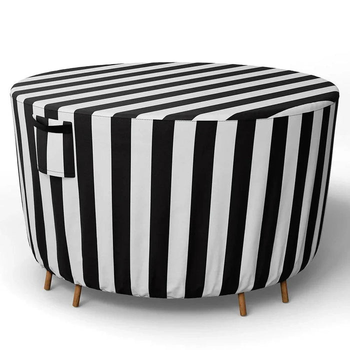 Waterproof outdoor patio table cover with large stripe pattern in 183cm x 71cm size
