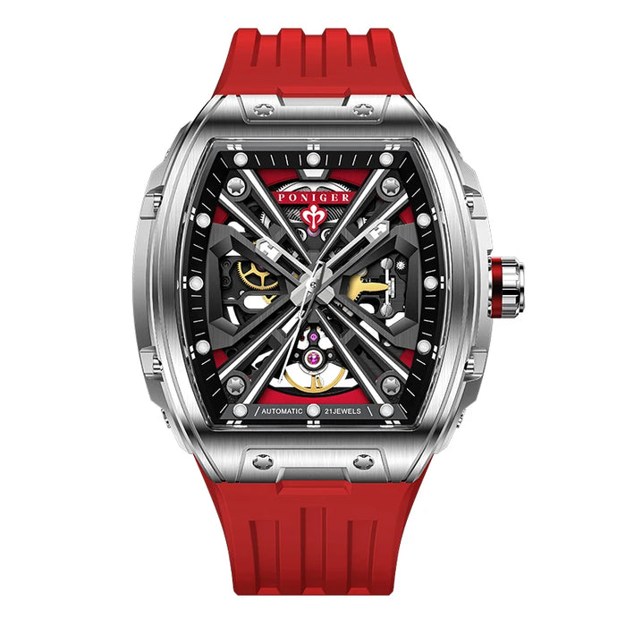 Stainless Steel Automatic Watch – Shockproof, Glow in Red
