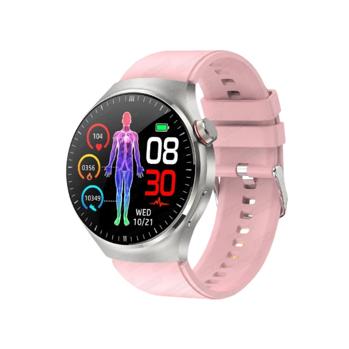 Pink Smartwatch with ECG Fitness Tracker, Health Monitoring & Bluetooth Call