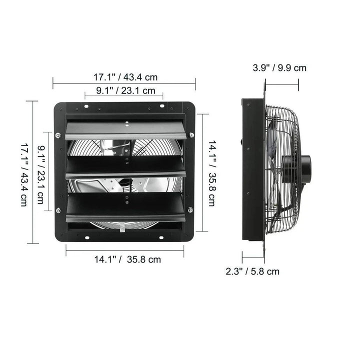 Shutter Exhaust Fan with Temp & Humidity Controller 35 cm Ventilation for Greenhouses Garages - FLUXA