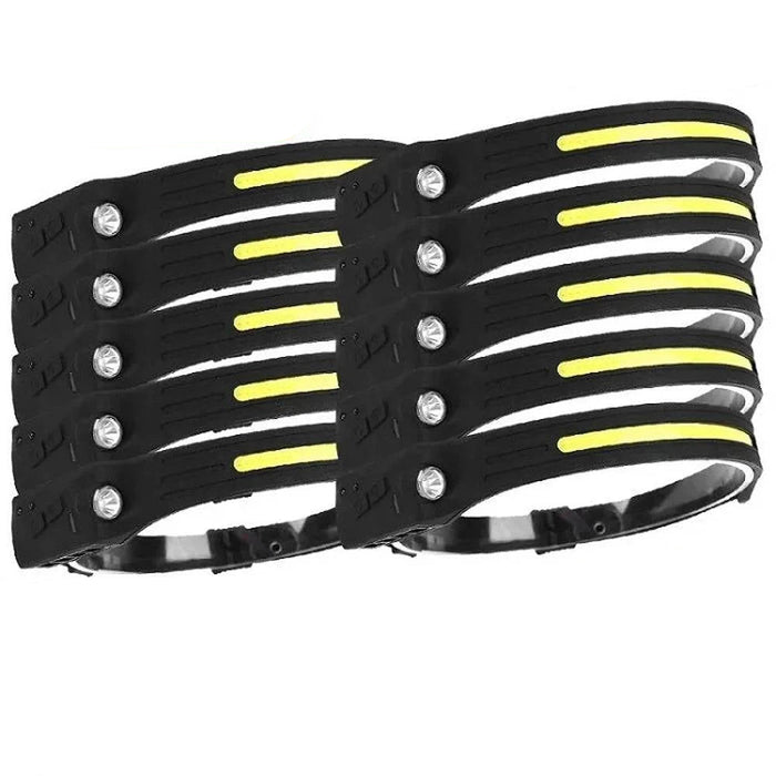 LED Headlamp USB Rechargeable Flashlight, COB Work Light for Hiking & Fishing (10PCS Headlamp) - FLUXA