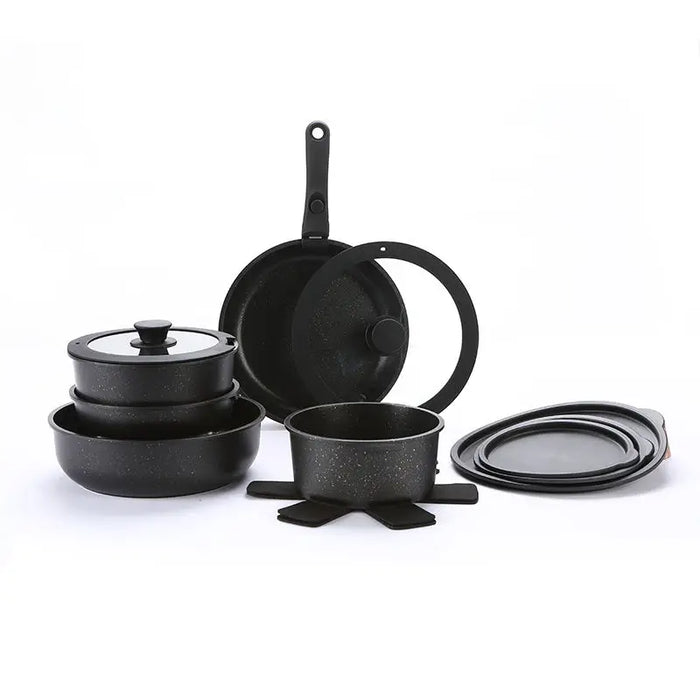 Versatile Black Die-Cast Aluminum Cookware Set for Everyday Use