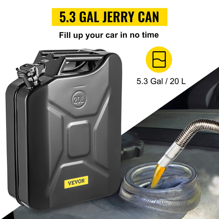 Package includes 1 x 20L Steel Fuel Can in black color