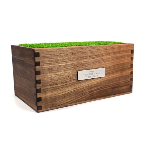 Black Walnut Pet Ashes Urn Customizable Wooden Memorial Box with Photo Holder