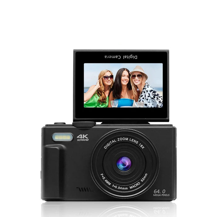 4K digital camera 64MP 18X zoom with 64GB card flip screen vlogging camera