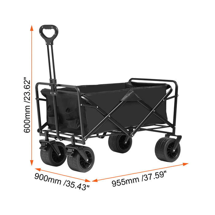 Collapsible Folding Wagon Cart with 350 lbs Capacity and All-Terrain Wheels