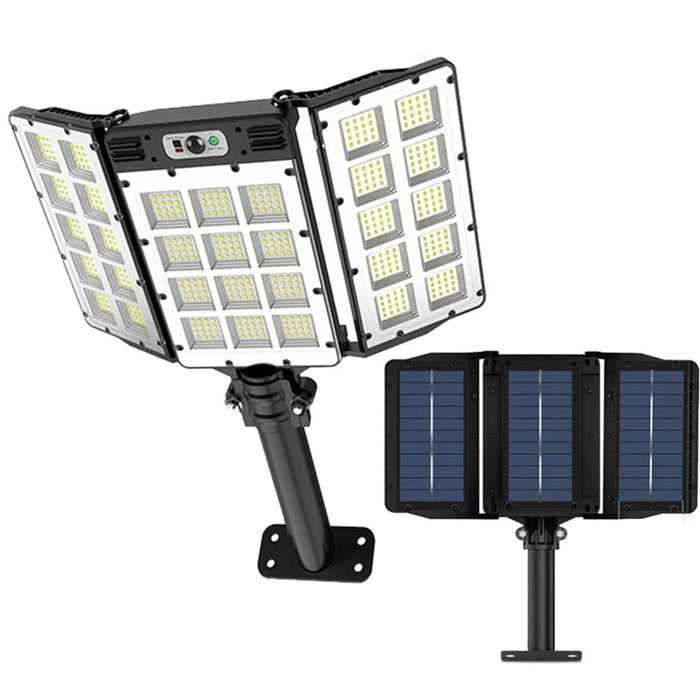 Solar-powered outdoor wall light with 800 LED beads and motion sensor
