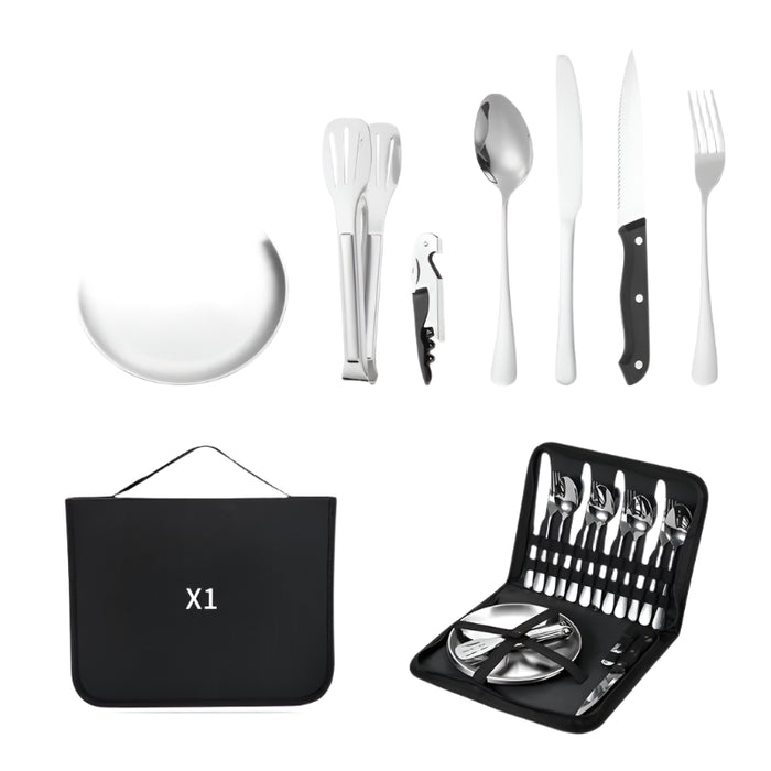Outdoor Picnic Cutlery Set, 20-Piece, Stainless Steel