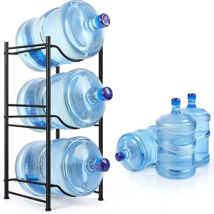 Detachable metal 3-tier water bottle storage rack, standing water barrel holder