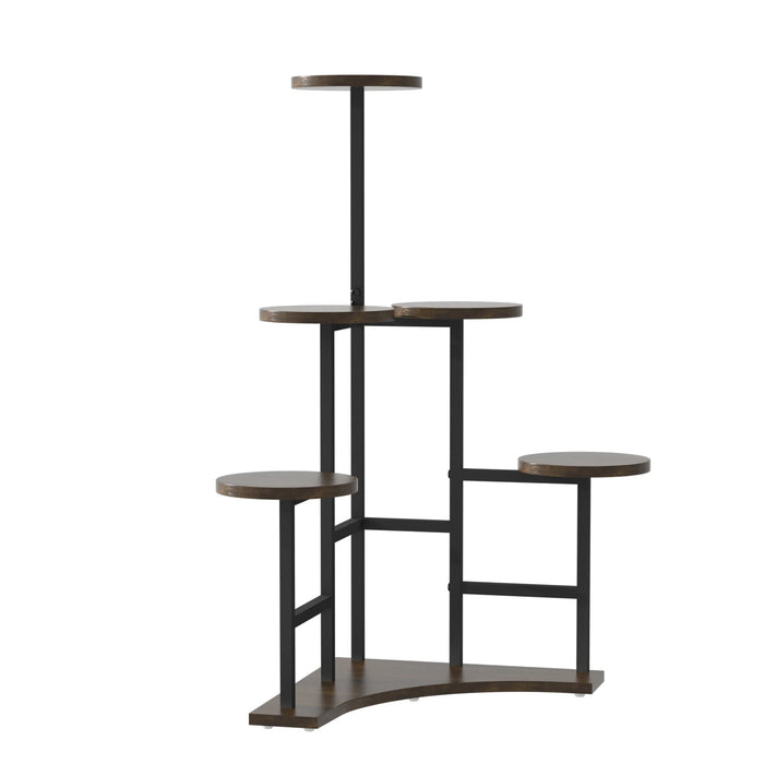 5-Tier Corner Plant Stand made of MDF board and metal iron