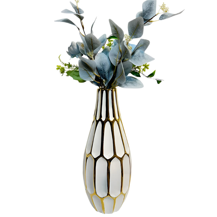 Modern Ceramic Vase 38cm – Electroplated Decor for Living Room