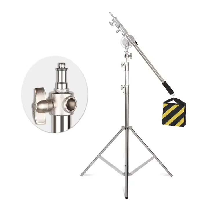 Stainless steel tripod with adjustable height for versatile shooting angles