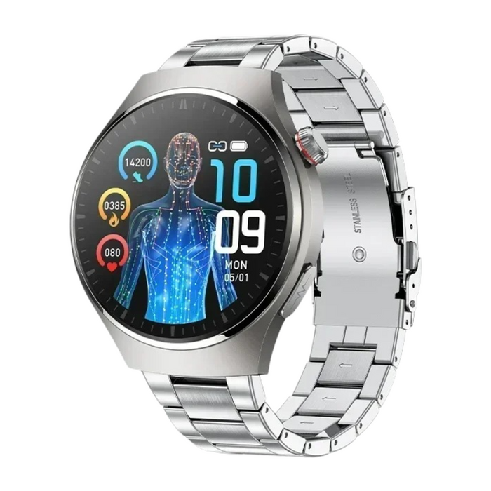 Steel Strip Smartwatch with ECG, Blood Glucose & Bluetooth Calling - Silver