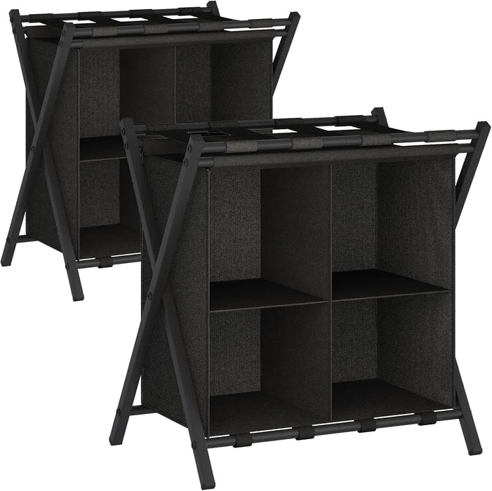 Foldable Luggage Rack with 4 Storage Spaces Holds Up to 120 lb, Space-Saving Suitcase Stand