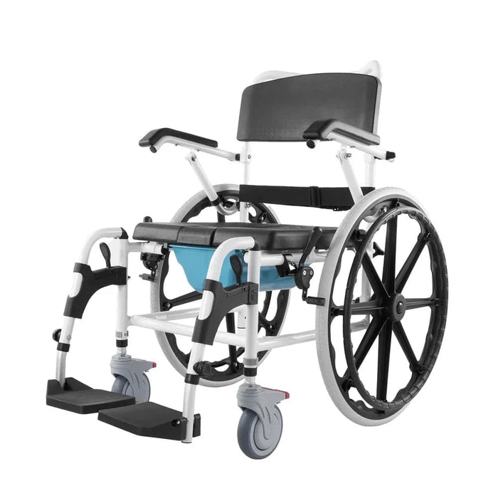 Adjustable Shower Wheelchair for Disabled Adults with Rolling Wheels