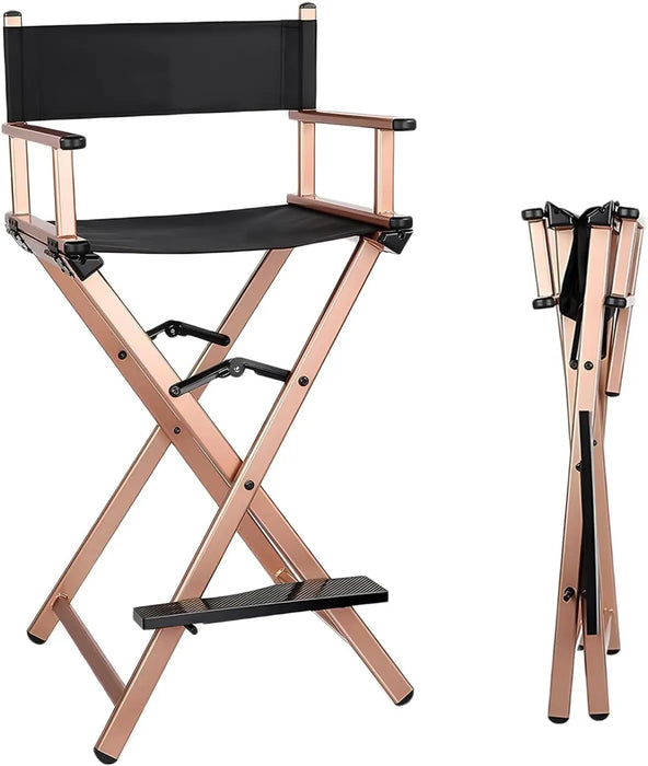 Lightweight Foldable Director’s Chair Portable Makeup Chair with Footrest for Studio or Travel