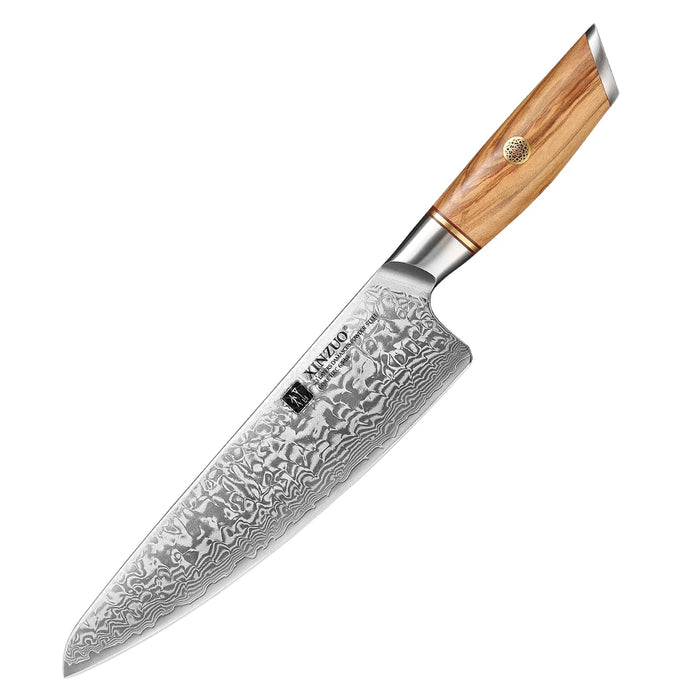 Professional 8.5" Damascus Kitchen Knife with Copper Rivets