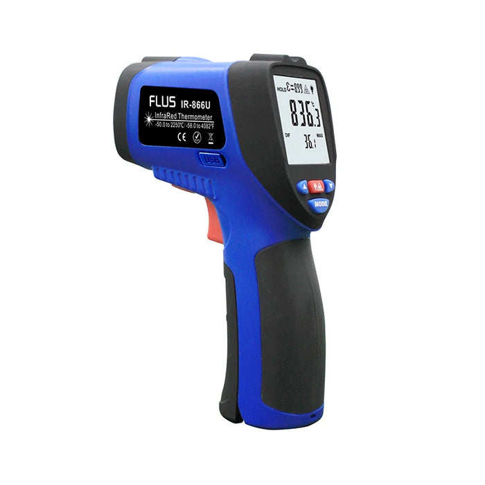 Digital Infrared Thermometer Gun –50°C to 2250°C, Adjustable Emissivity, Laser Targeting