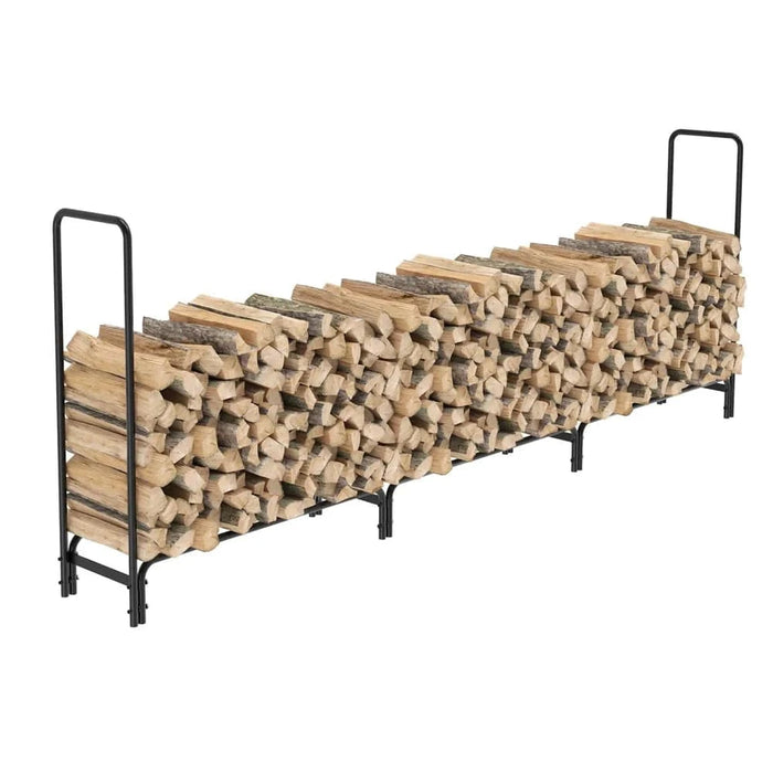 8ft Adjustable Metal Firewood Rack Outdoor Log Holder Stacker for Efficient Storage
