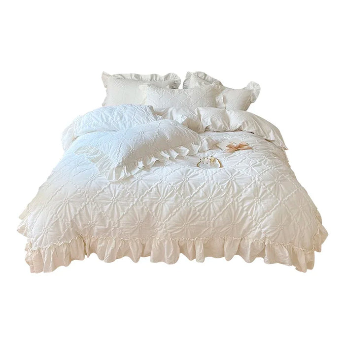 100% Cotton Washed Bedding Set Heart Pattern Duvet Cover with Pillowcases