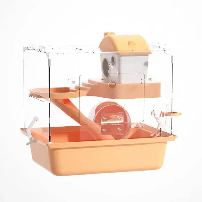 Complete Hamster Cage with Sieve Wheel and Mobile Yard, made from durable high-quality acrylic, providing a safe and stylish environment for your pet