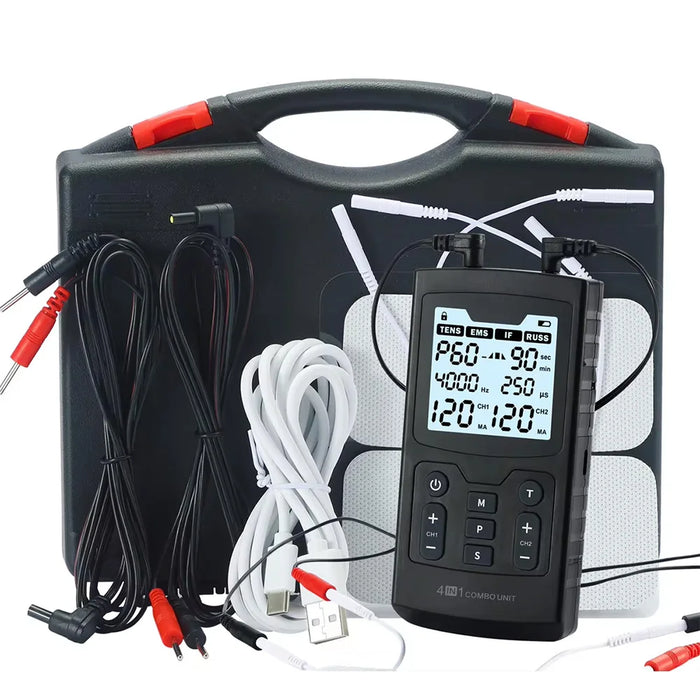 High-Frequency EMS Muscle Stimulator Interferential Physiotherapy TENS Device - Black with 60 programs for comprehensive pain management and muscle rehabilitation