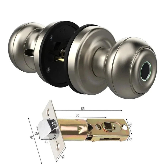 Biometric Smart Fingerprint Door Knob with APP Remote Control (Matte Silver) - FLUXA