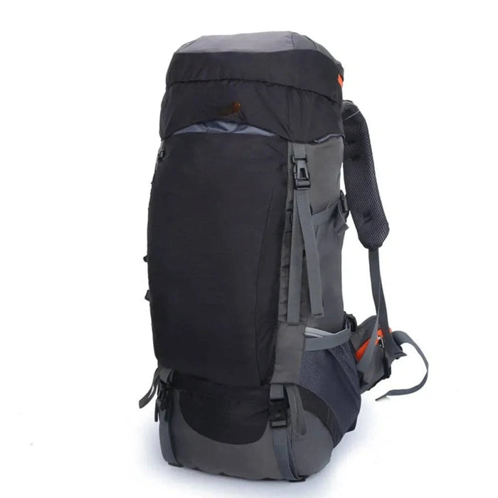 65L Waterproof Hiking Backpack, Lightweight & Durable with Multiple Compartments (Black) interior view, showcasing spacious compartments and pockets for convenient organization