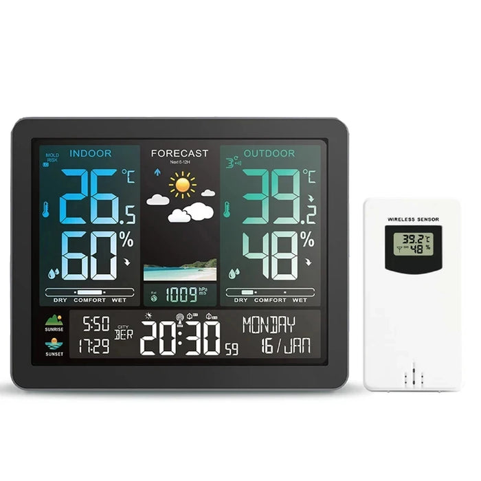 Digital Weather Station Clock, Indoor Outdoor, Sunrise Sunset, Tide, A1