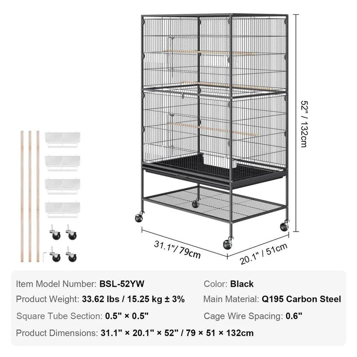 Large bird cage with removable tray and versatile indoor/outdoor usage